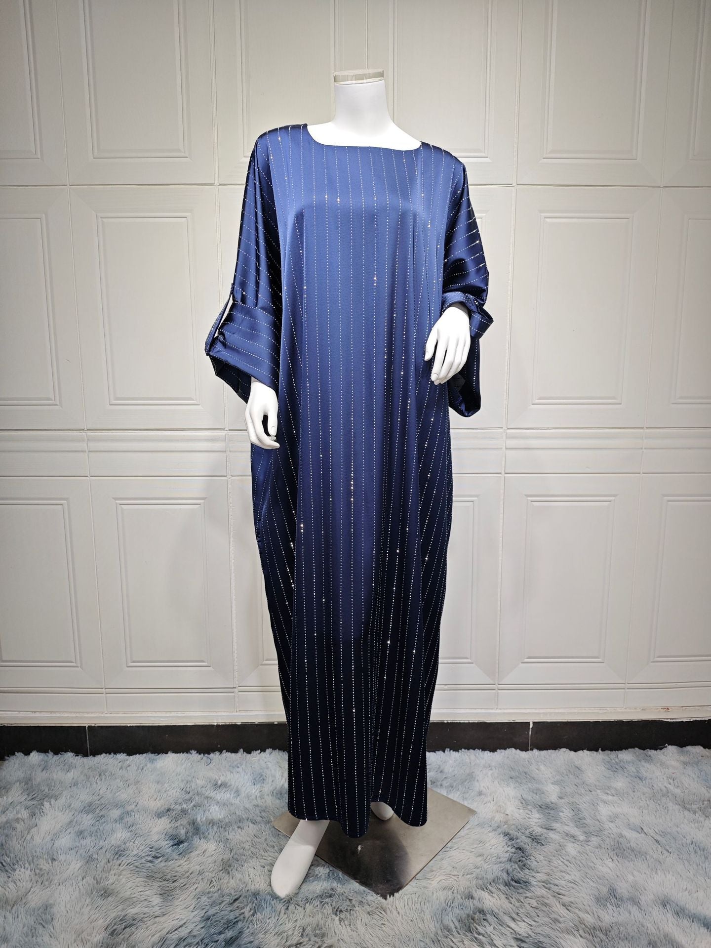 Women's Elegant Long Sleeve Dress Rhinestone Craft Clothing