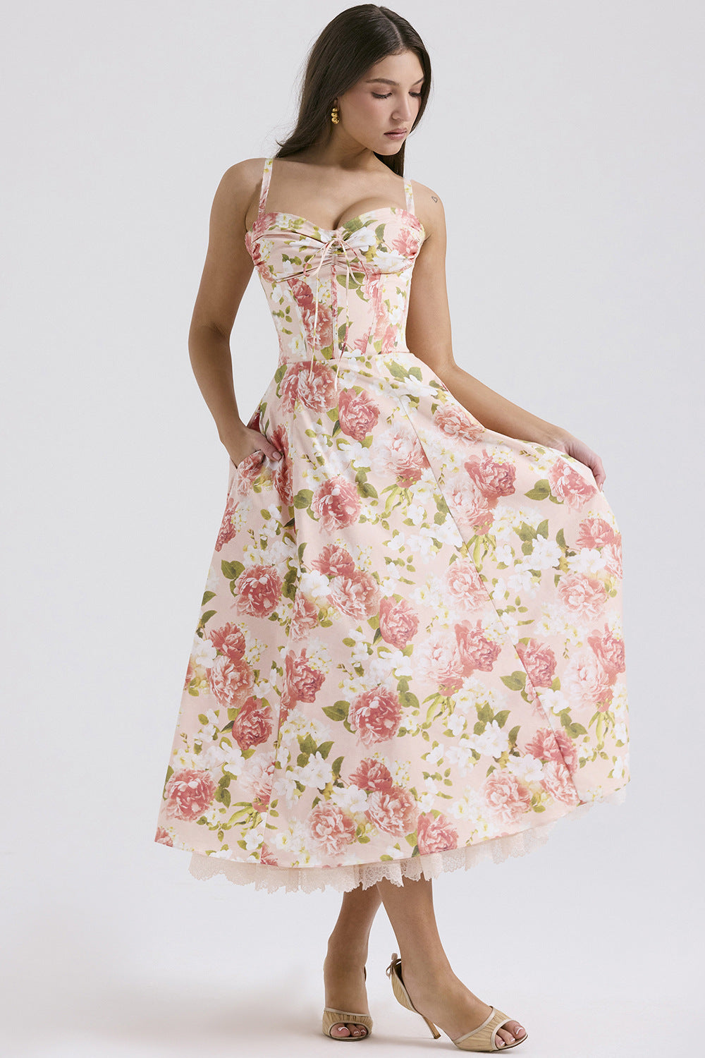 Elegant Floral Series French Summer Strap Dresses