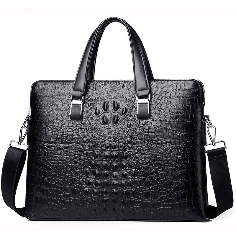 Men's Crocodile Computer Horizontal Double Zipper File Men's Handbags