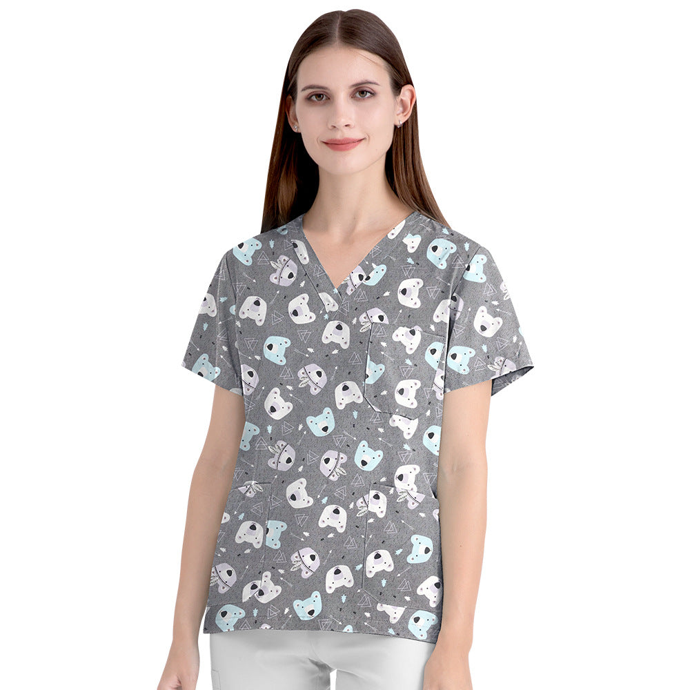 Women's Cartoon Print Surgical Gown Cloth For Uniform