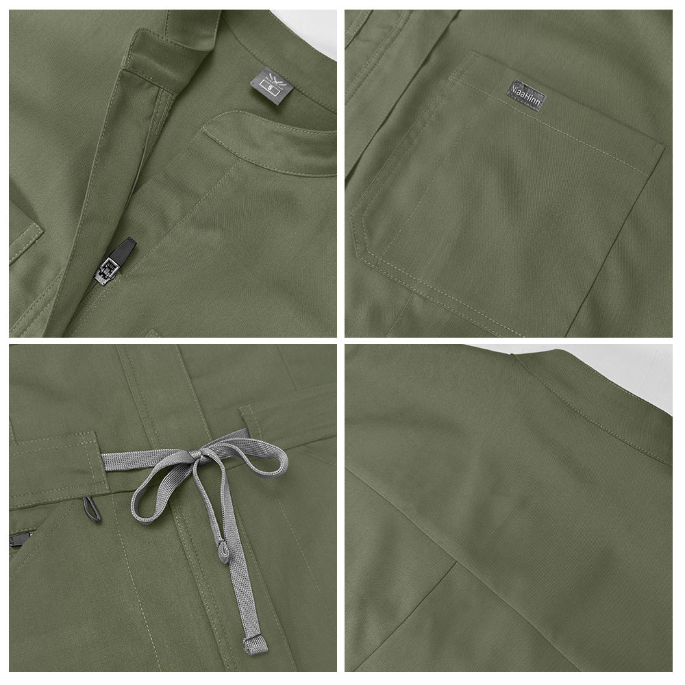 Medical Facial Scrub Stand Collar Flounced Sleeve Uniform