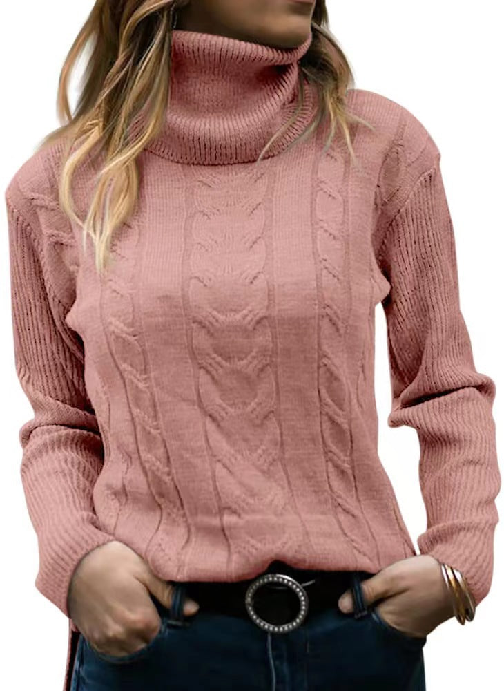 Women's Solid Color Turtleneck Retro Long Sleeve Sweaters
