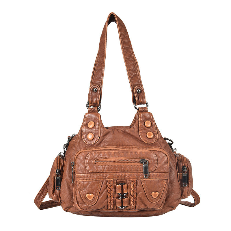 Women's Retro Fashion Multipurpose Simple Washed Soft Shoulder Bags