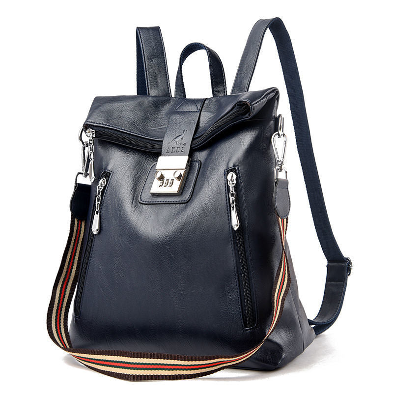 Women's Password Soft Leather Large Capacity Backpacks