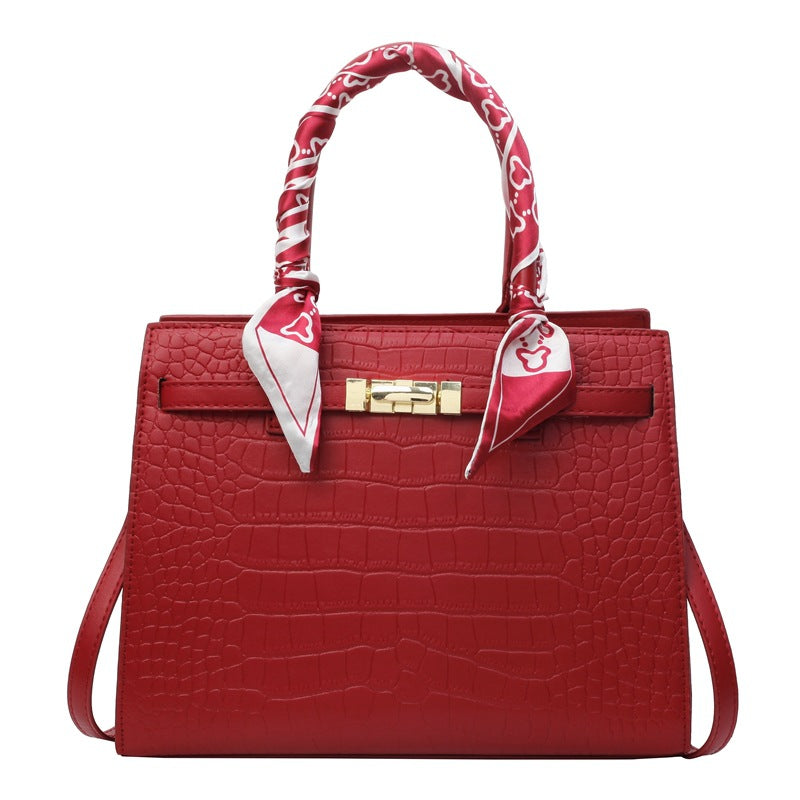 Women's Spring Stone Pattern Solid Color Simple Retro Handbags