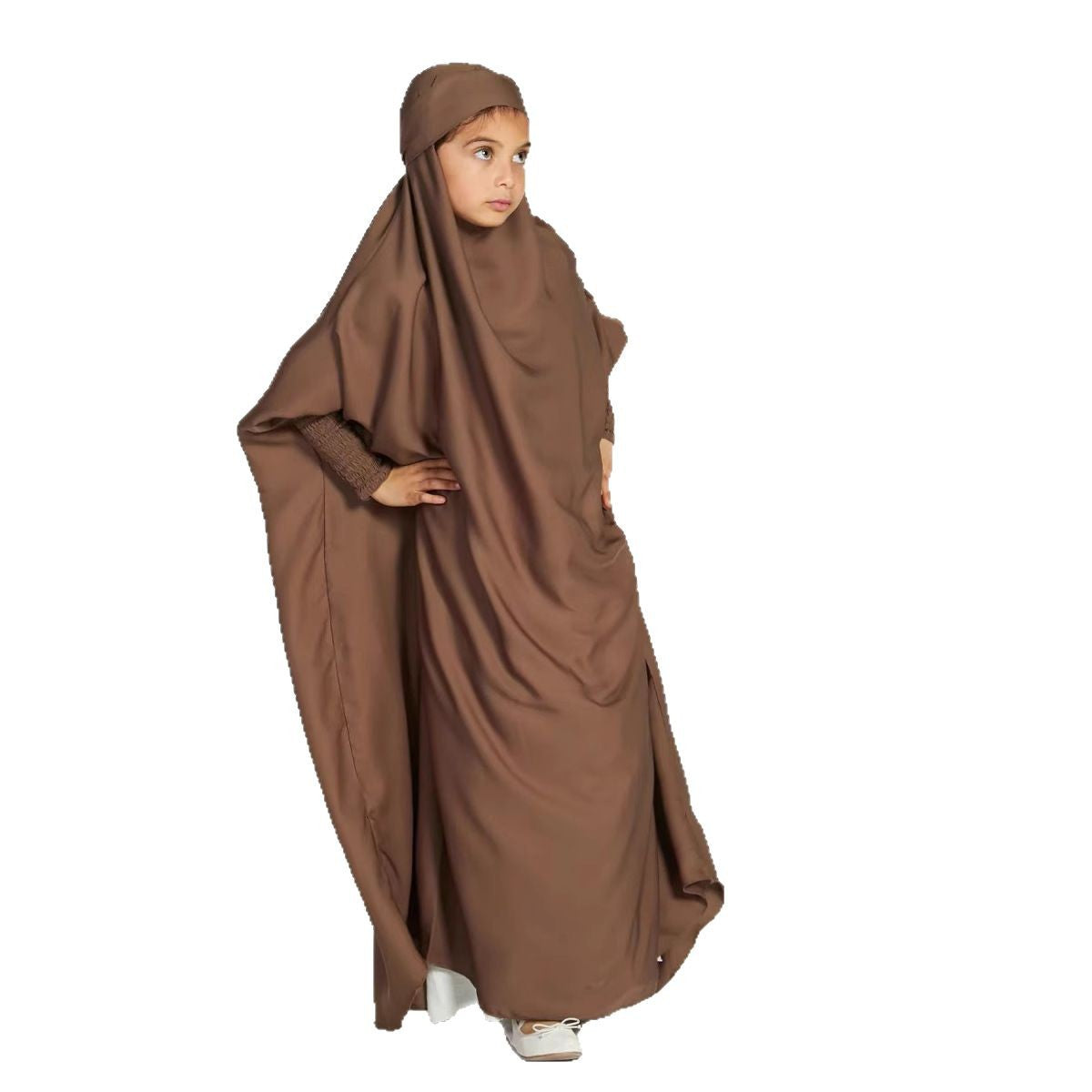 Children's Hooded Batwing Sleeve Dress Fashion Casual Clothing