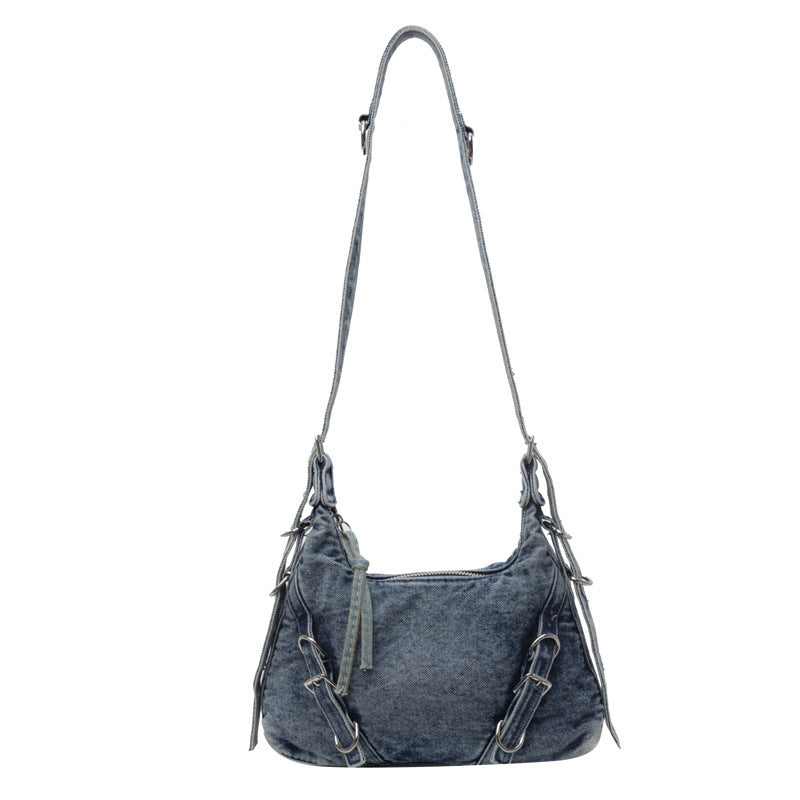 Korean Style Large Capacity Denim Underarm Crossbody Bags