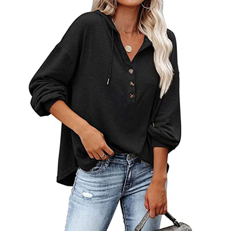 Women's Casual Loose Solid Color Hoodie Sweaters