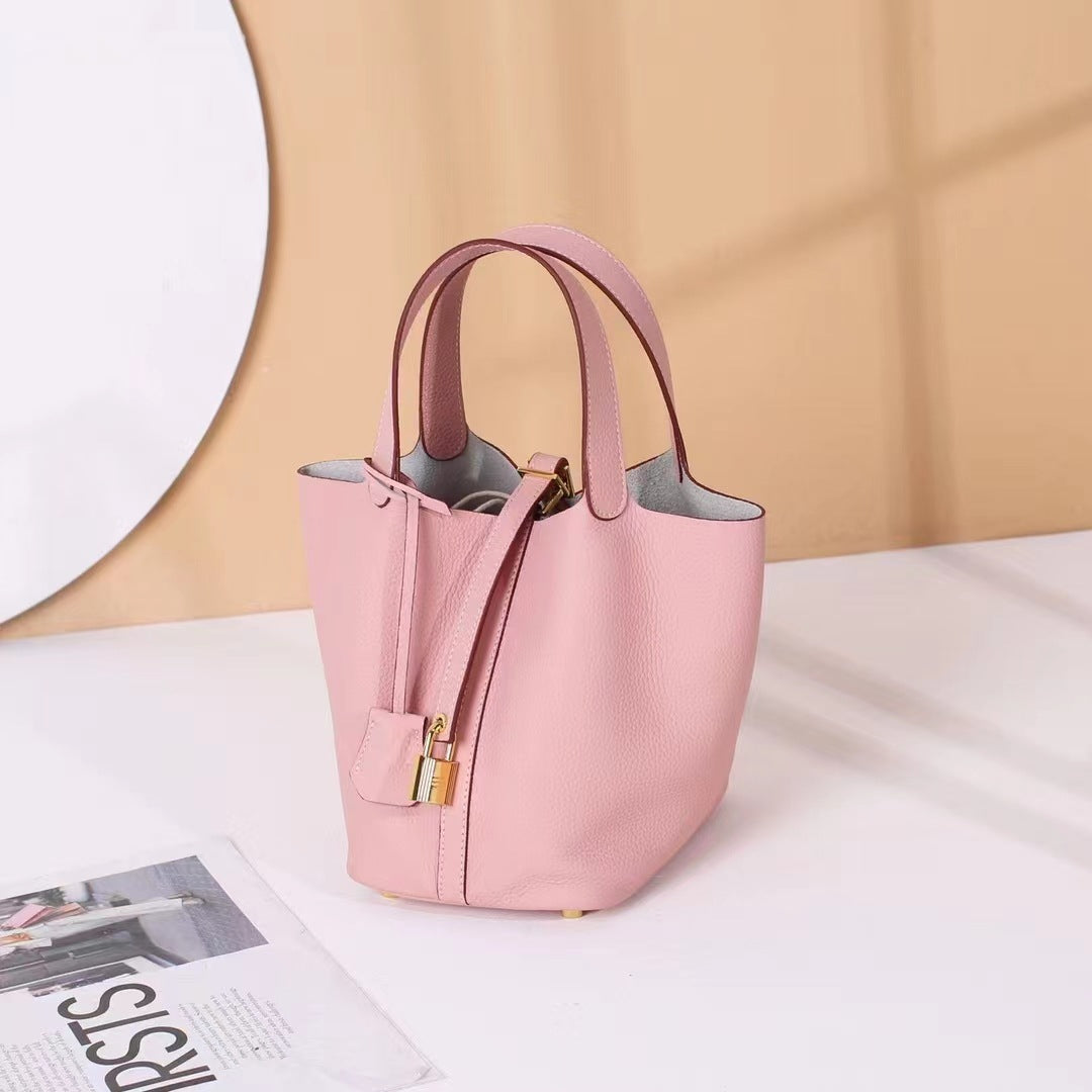 Women's Vegetable Basket Design First Layer Cowhide Large Handbags