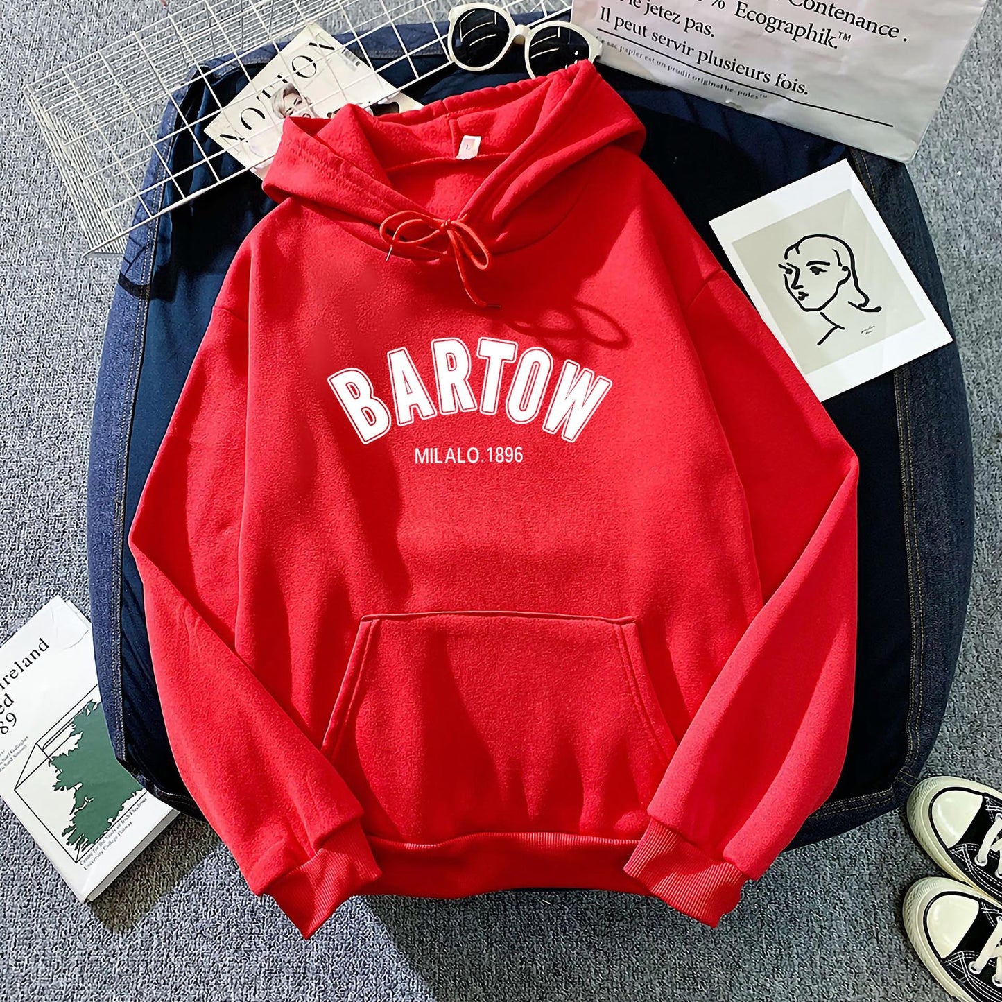 Creative Beautiful Stylish Fleece-lined Hoodie Loose Tops