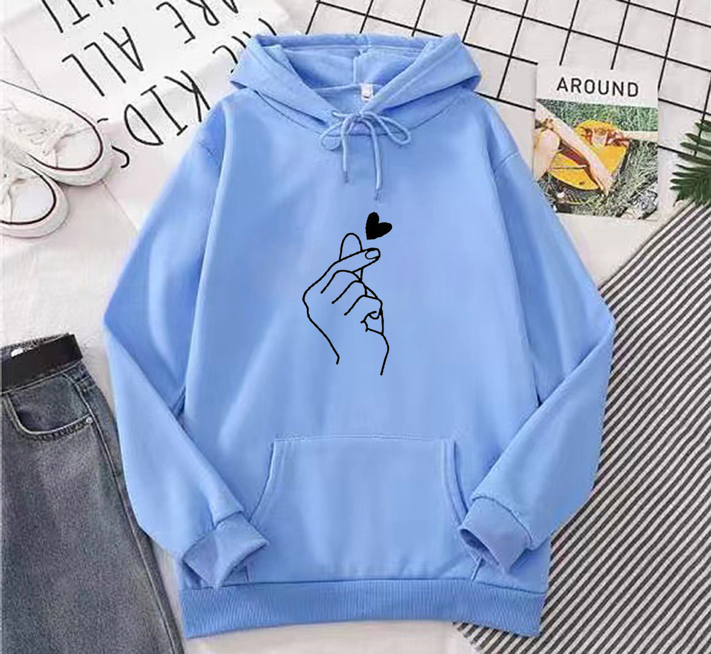 Pretty Fleece-lined Hoodie Unisex Wear Loose Sweaters