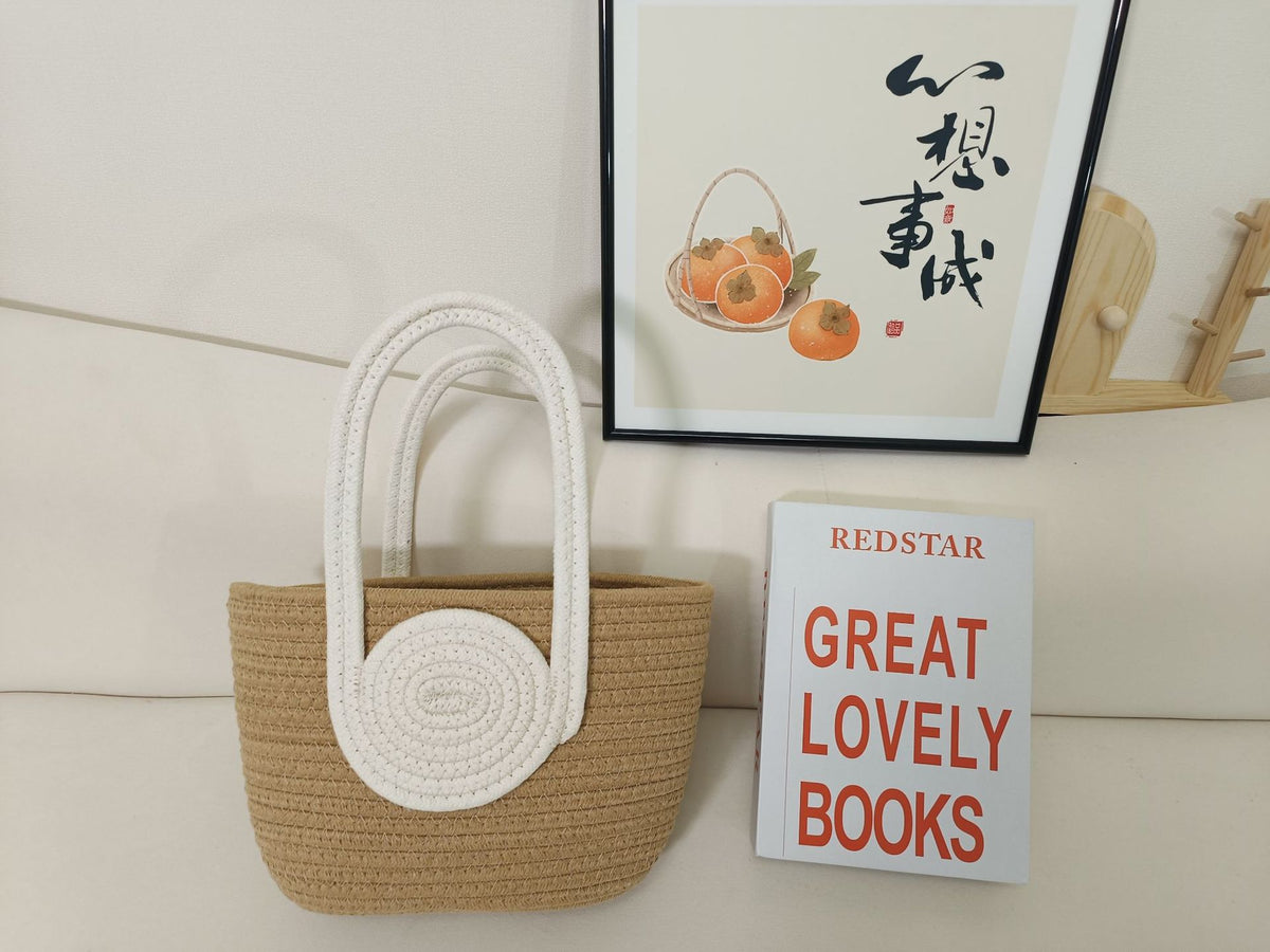 Striped Woven Fashion Versatile Straw Commuter Large Women's Handbag