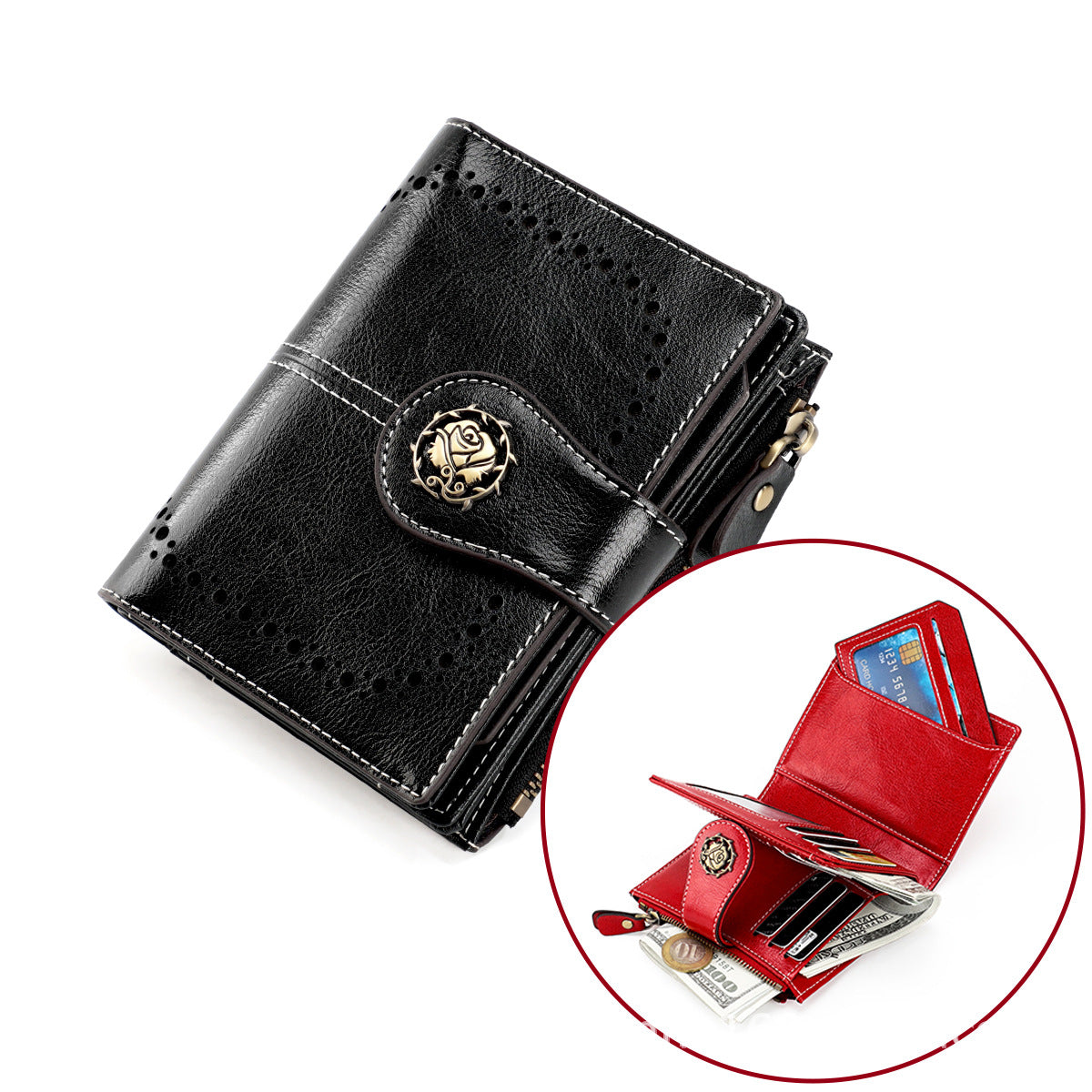 Women's Style Leather Cowhide High-grade Short Ladies Wallets