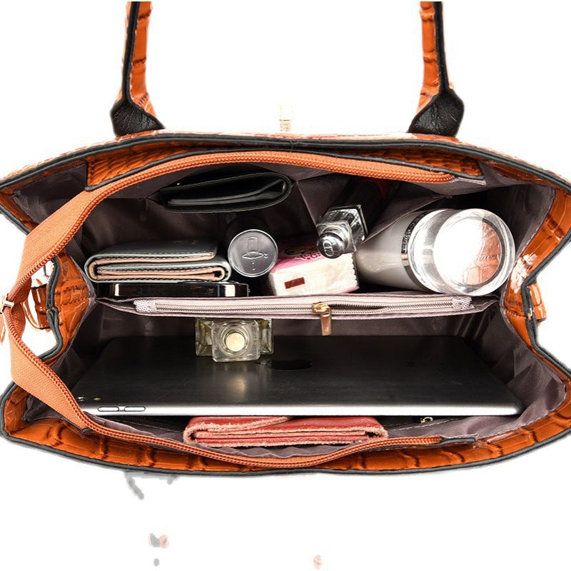 Women's Retro Twist Portable Three-piece Crocodile Pattern Crossbody Bags