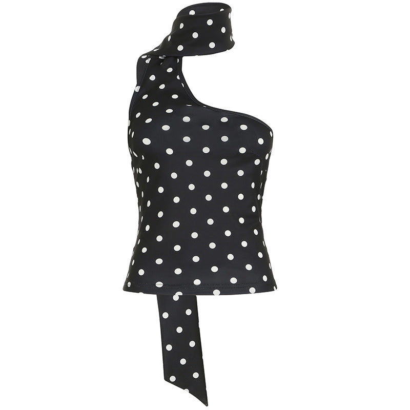 Hot Contrast Color Waist Slimming Versatile Tops
