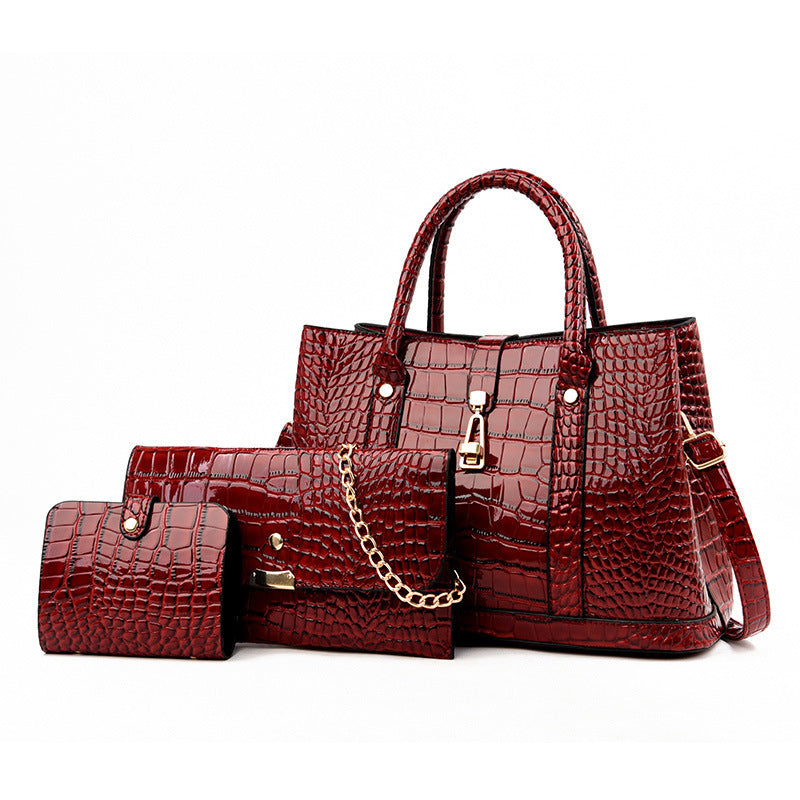Women's Retro Twist Portable Three-piece Crocodile Pattern Crossbody Bags