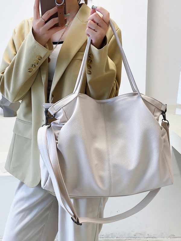Women's Korean Style Commuting From Solid Color Shoulder Bags