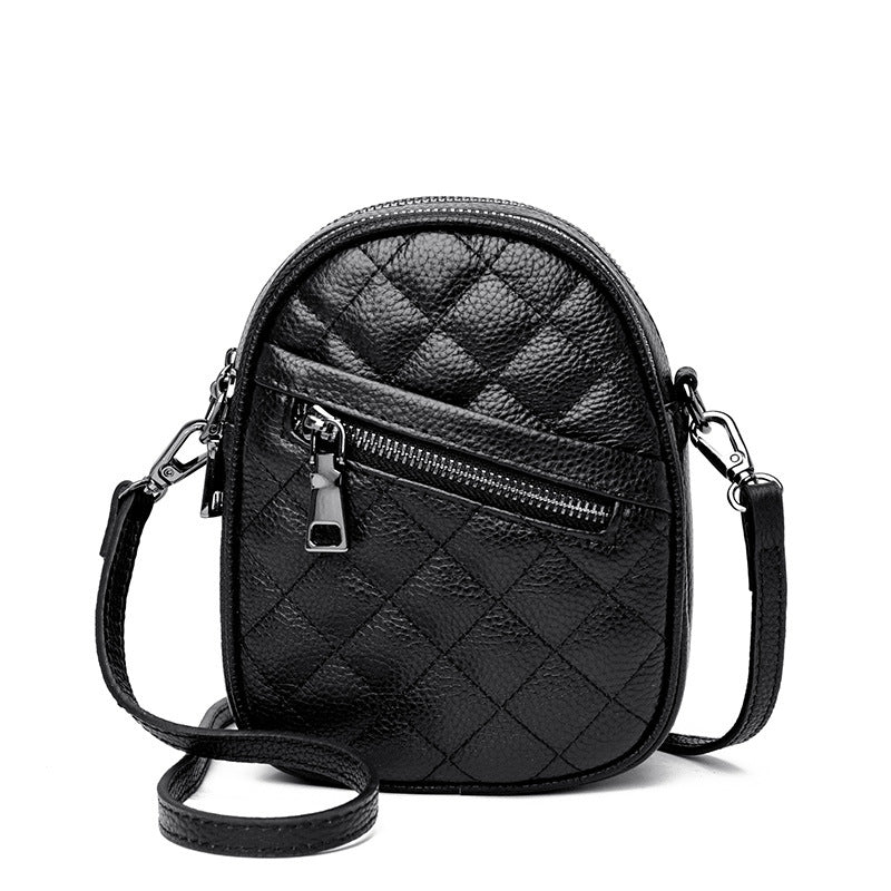 Women's Leather Packet Rhombus Mobile Ornaments Vertical Crossbody Bags