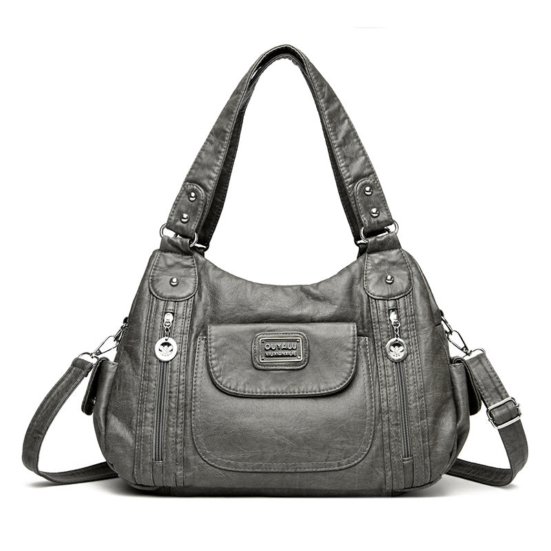 Women's Retro Soft Leather Motorcycle Trendy Quality Handbags