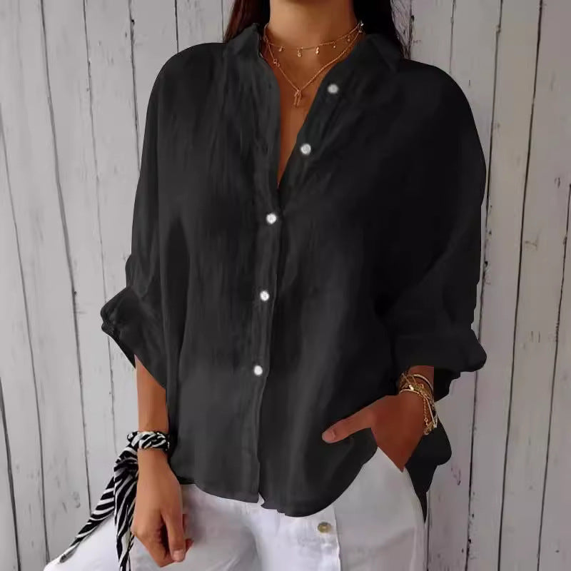 Spring Cotton Linen Back Design Shirt Blouses
