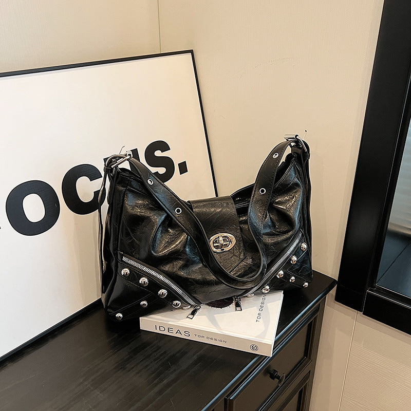 Women's Large Capacity Hot Retro Underarm Motorcycle Tote Bags