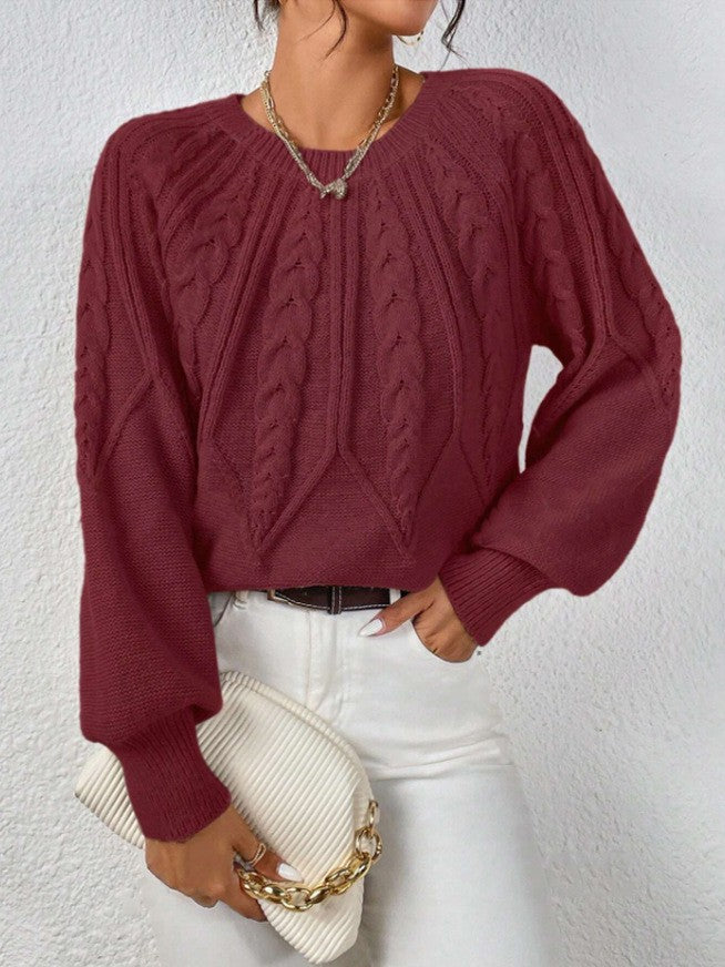 Women's Pullover Round Neck Knitted Long Sleeve Sweaters