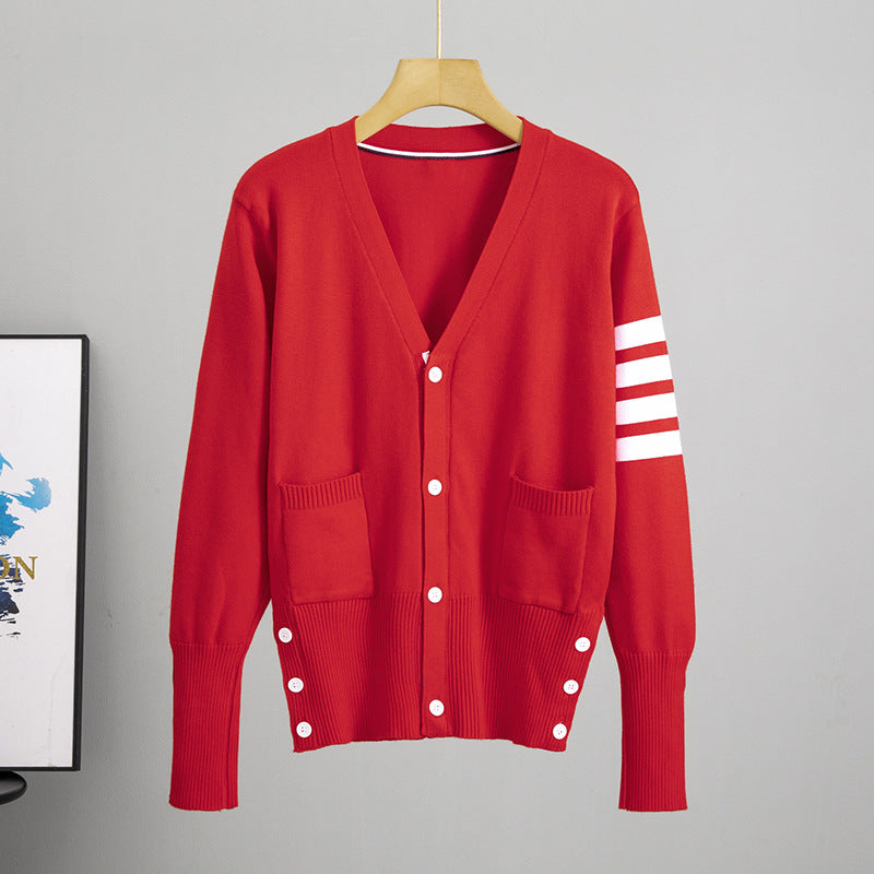 Women's Small Spring Autumn Outerwear Red Knitted Knitwear