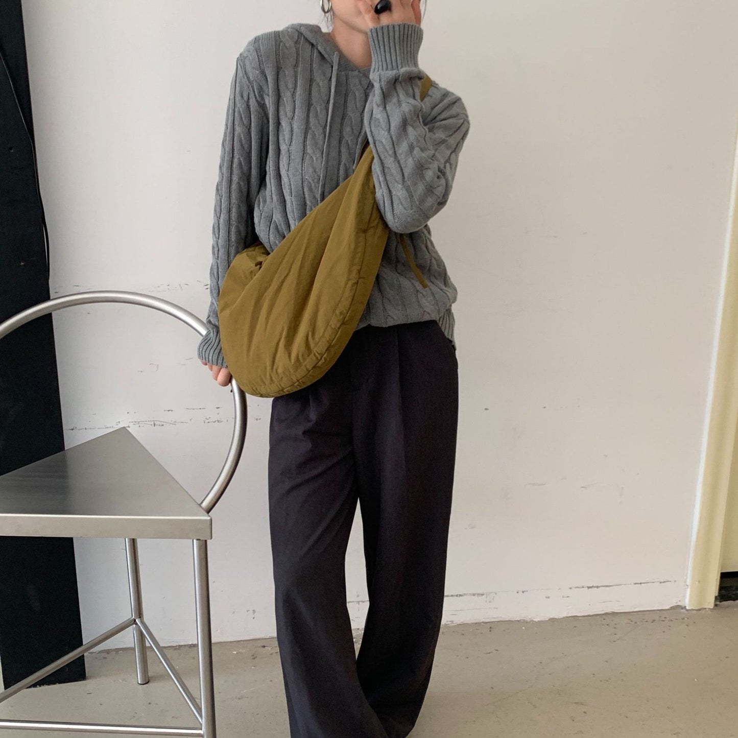 Women's Large Capacity Niche Minimalist Quilted Nylon Crossbody Bags