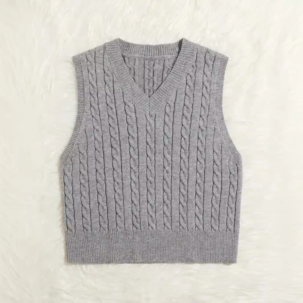 Women's Quality Knitted Twisted Pullover Sleeveless Vests