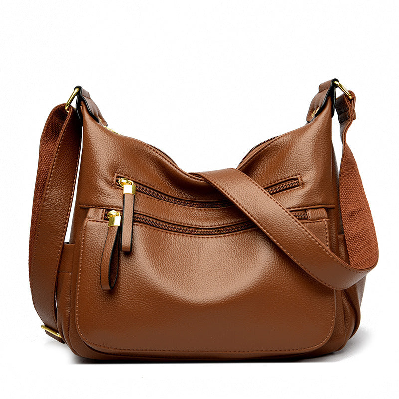 Women's Soft Leather Textured Mother-in-law Simple Shoulder Bags
