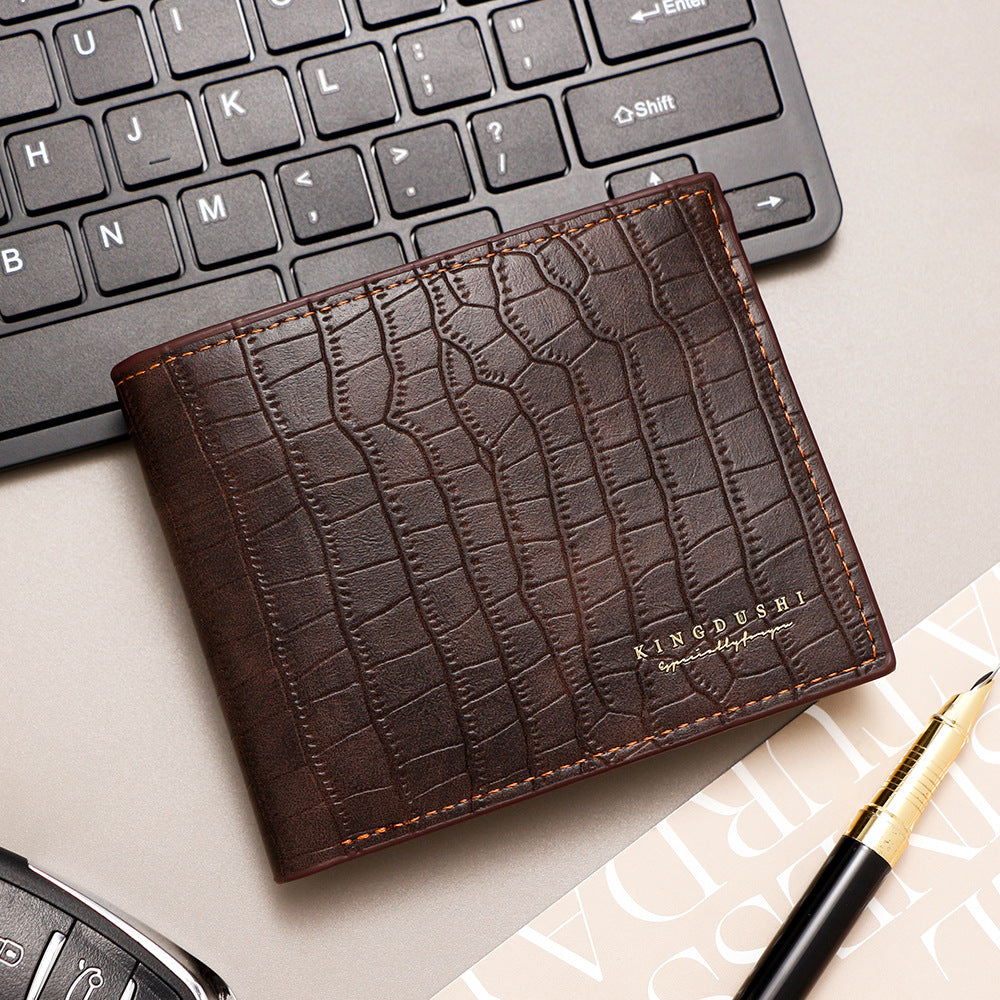 Men's Vintage Stone Pattern Multiple Slots Hinge Men's Wallet
