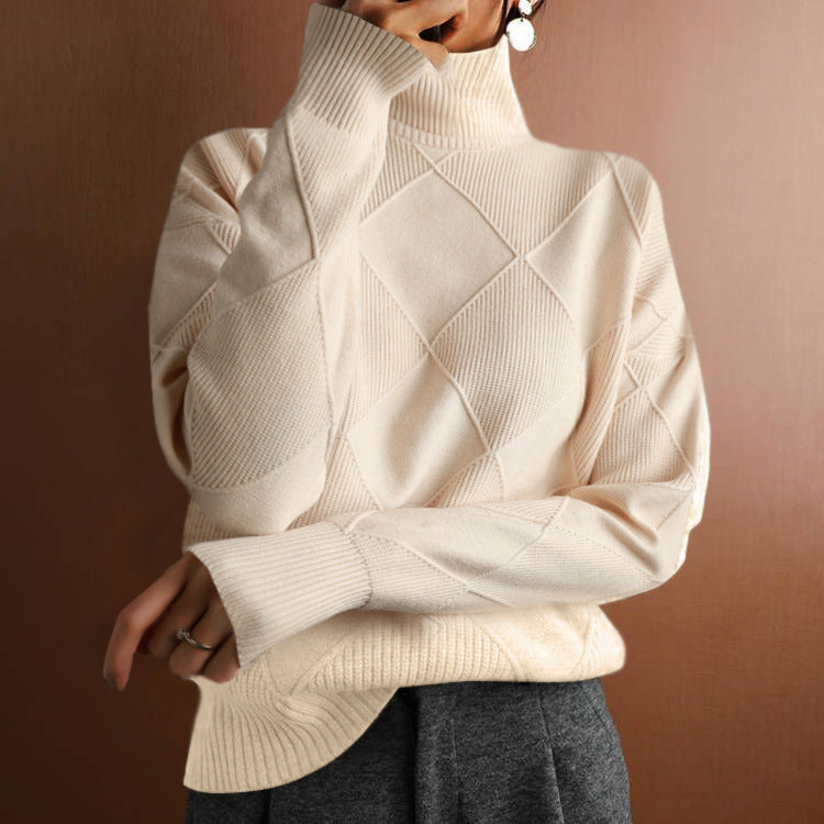 Casual Loose High Collar Warm Solid Sweaters