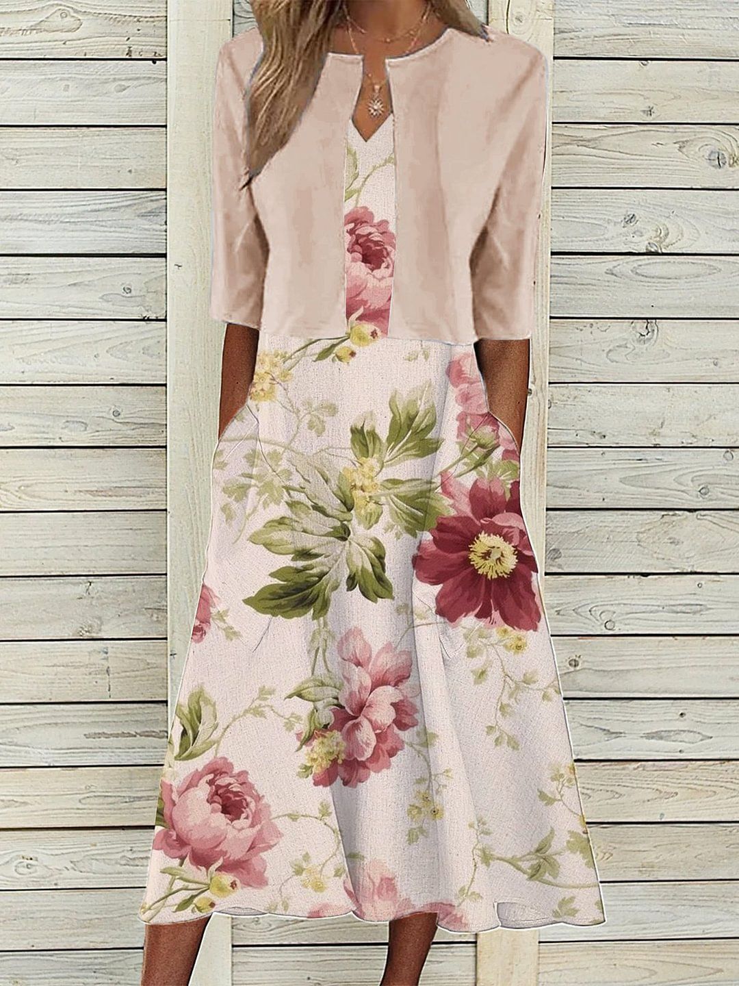 Women's Mature Elegant Long Two-piece Set Dress Dresses