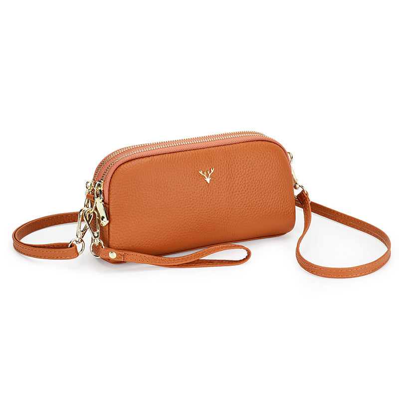 Women's Leather Fashion Cattlehide One Big Litchi Crossbody Bags