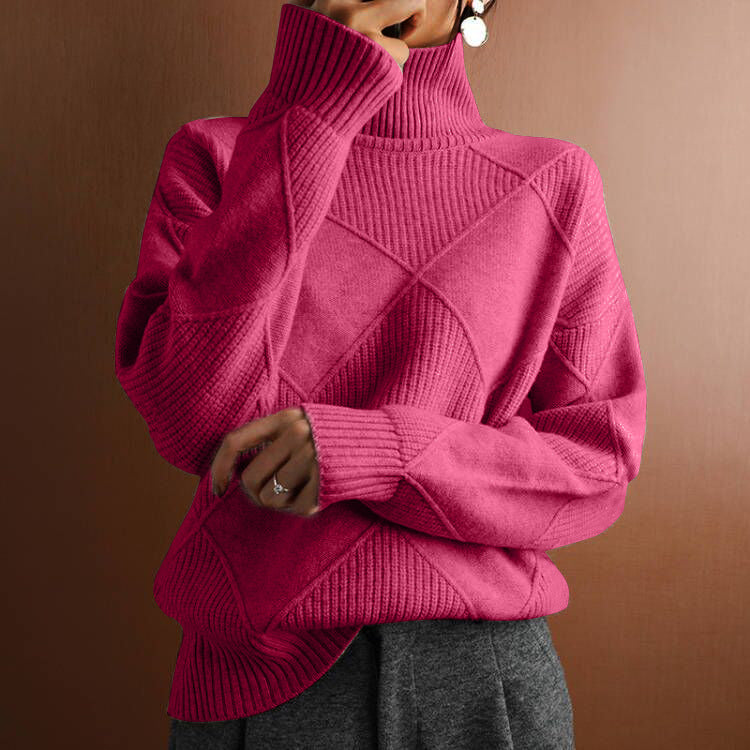 Casual Loose High Collar Warm Solid Sweaters