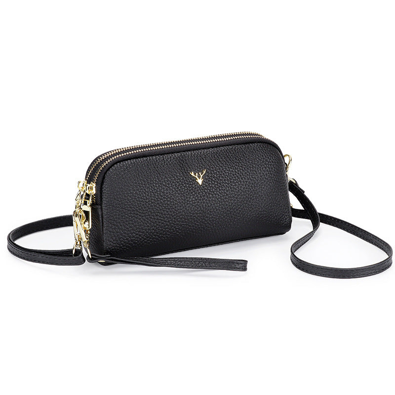 Women's Leather Fashion Cattlehide One Big Litchi Crossbody Bags