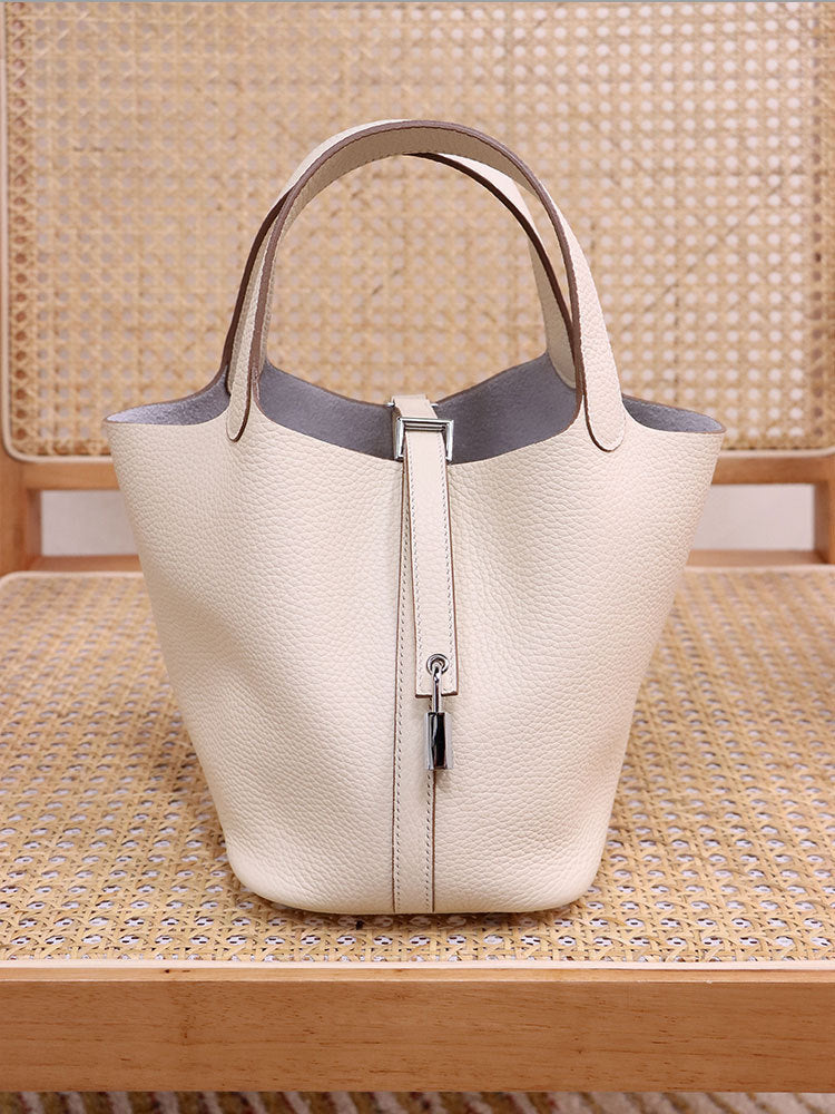 Women's Top Layer Cowhide Leather Portable Vegetable Handbags