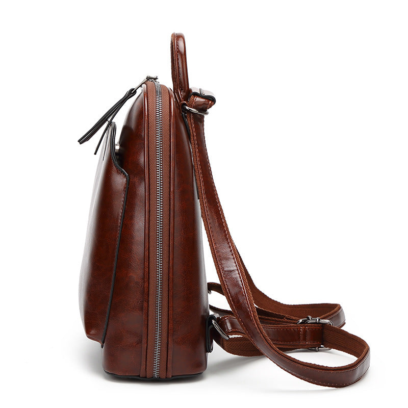 Women's Leather Fashion Oil Wax Cowhide Vintage Backpacks