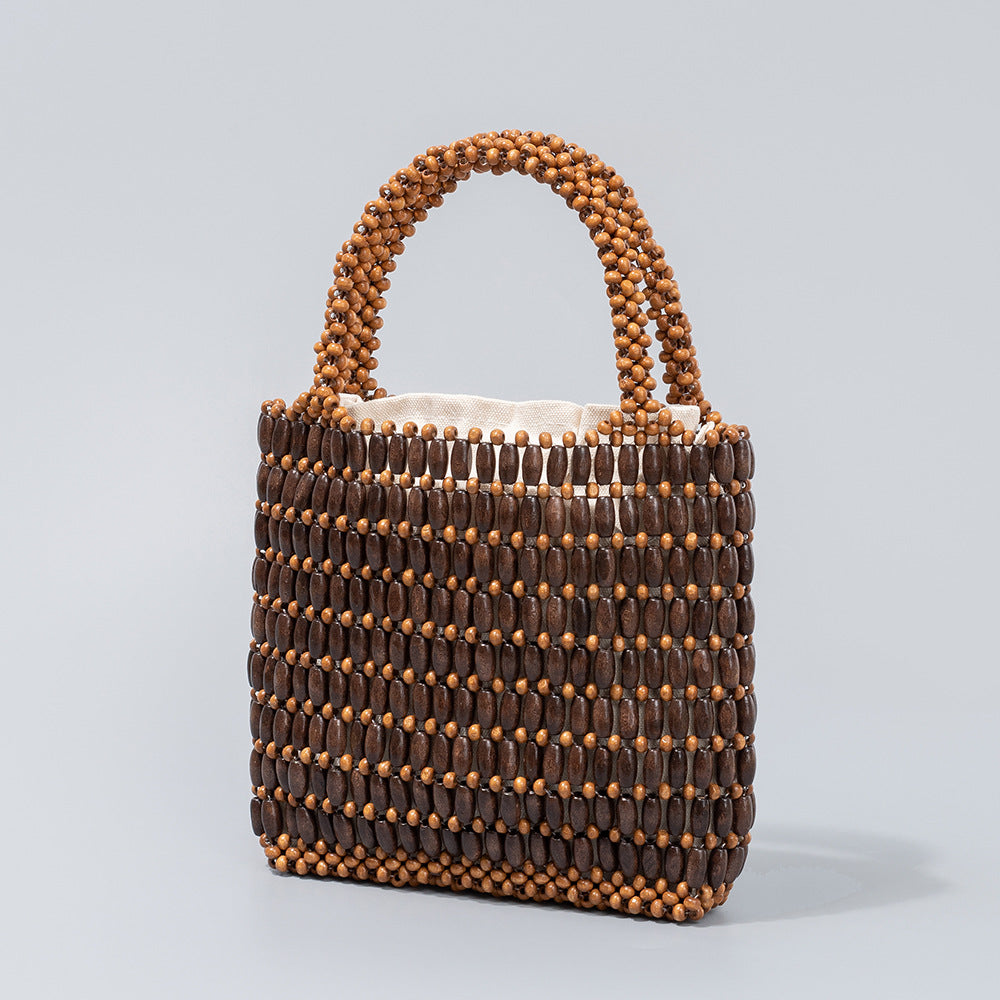 Women's Bead Woven Summer Niche Design Portable Handbags