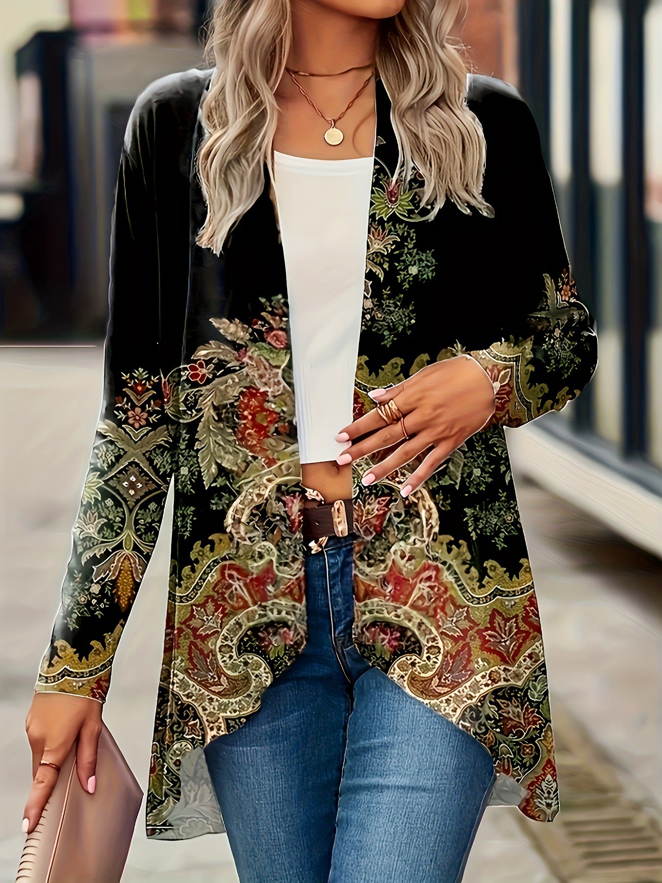 Women's Autumn Long Sleeve Plant Flower Print Blouses