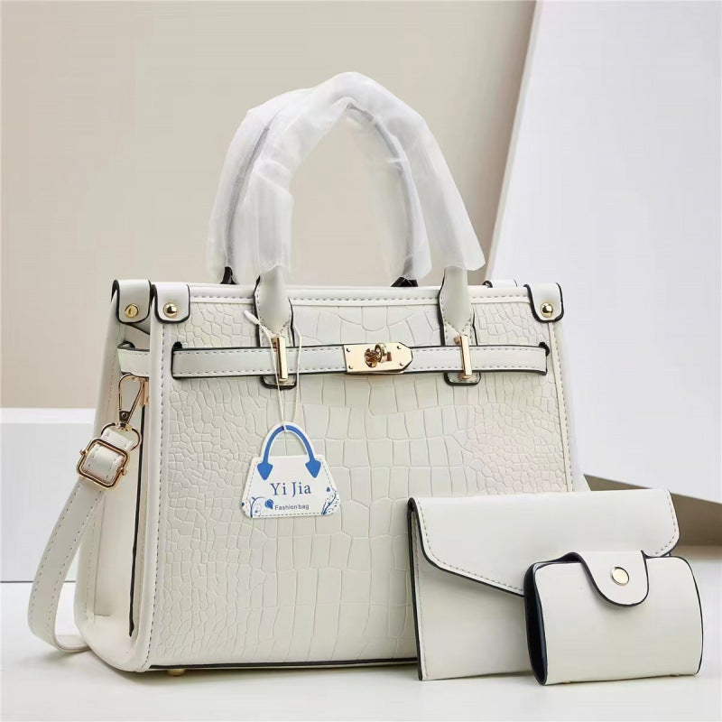 Women's Stone Pattern Mother Solid Color Trendy Small Square Bags