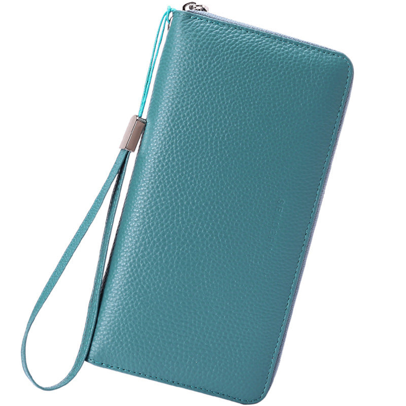 Women's Swiping Leather Large Capacity Long Top Layer Cowhide Ladies Wallets