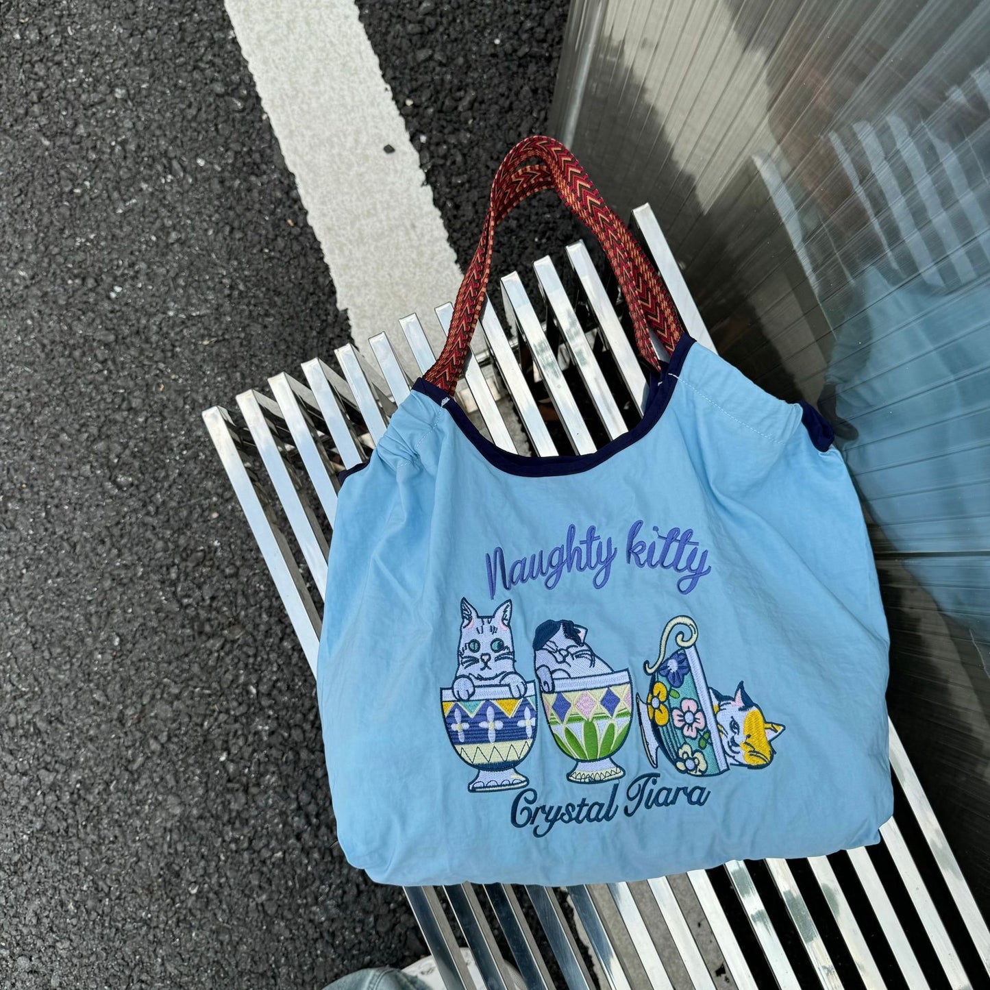 Women's Style Embroidery Shopping Fashion Nylon Waterproof Shoulder Bags
