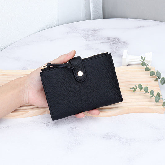 Women's Large Capacity Multiple Slots Short Cattlehide Ladies Wallets