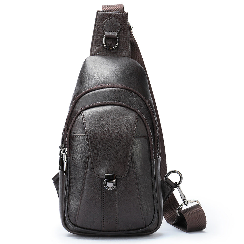 Men's Leather First Layer Trendy Large Capacity Men's Chest Bags
