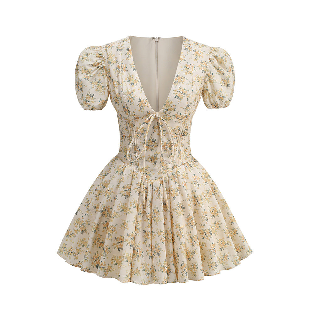 Women's Sleeve Floral Dress Sweet Spicy Temperament Dresses