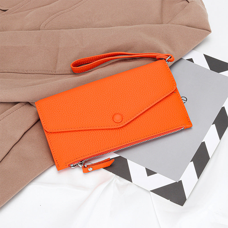 Women's Long Mobile Integrated Clutch Genuine Leather Ladies Wallets