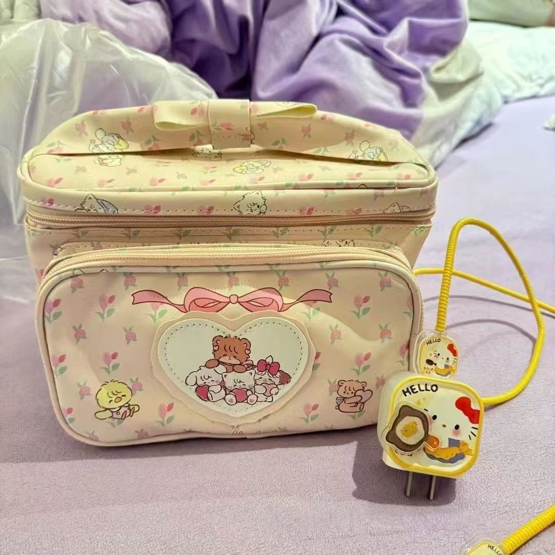 Women's Cute Pink Toiletry Large Capacity Animal Cosmetic Bags