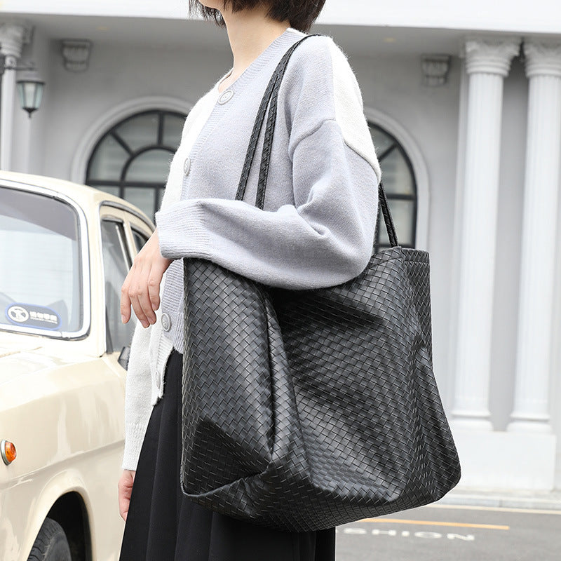 Women's Style Large Capacity Totes Simple Soft Leather Shoulder Bags
