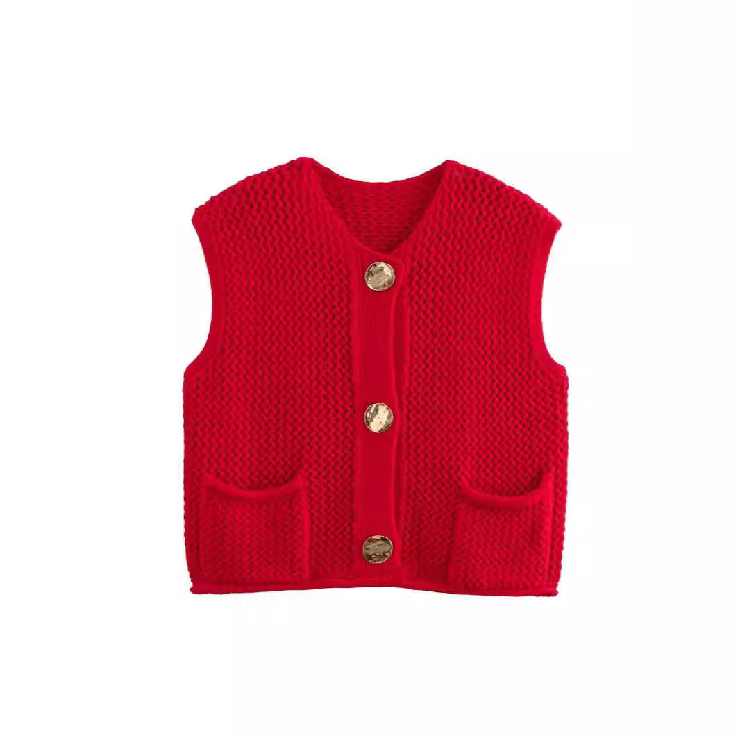 Women's Autumn Fashion Elegance Sleeveless Round Neck Vests